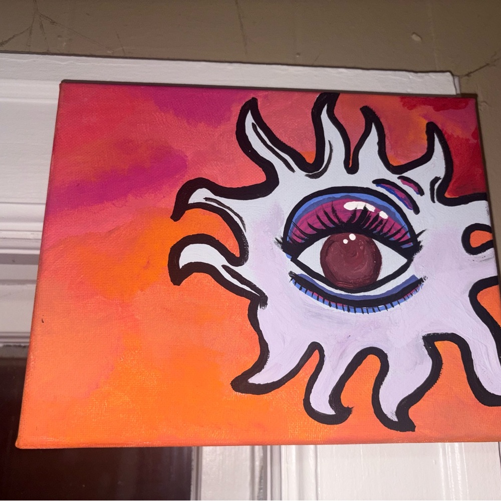 Vibrant Eye Art Canvas - Orange and White